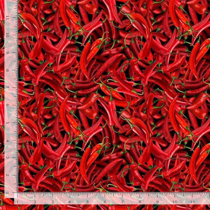 Red Chile Peppers on Black