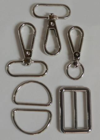 Silver 1-1/4" Hardware Bag Strap 5pc