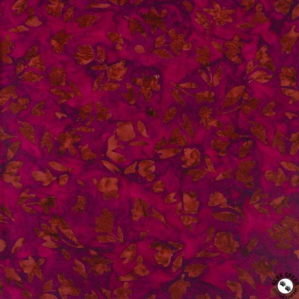 Batik Rust Leaves on Red Violet