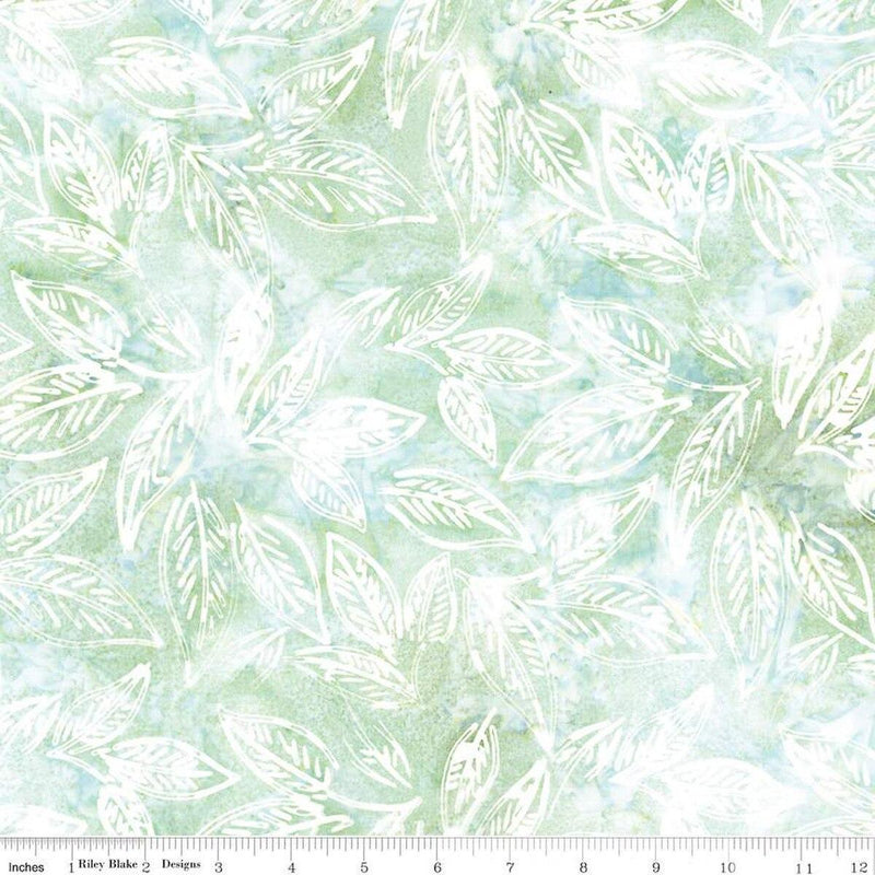 Batik Cream Lined Leaves On Mint