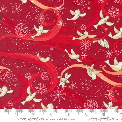 Birds w Ribbons, Red & White Novelty Birds Winterly