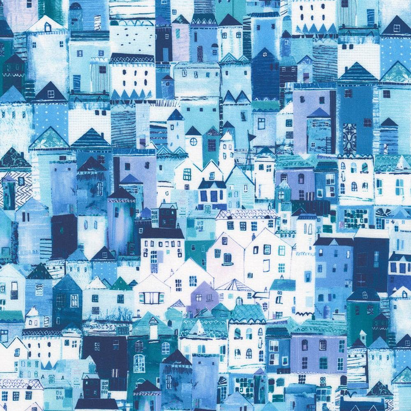 Blue White & Purple Houses Clustered