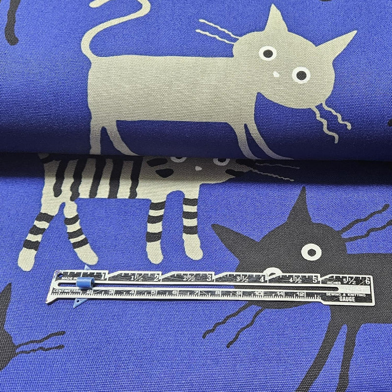 Blue w Black & Gray Cats heavy cloth