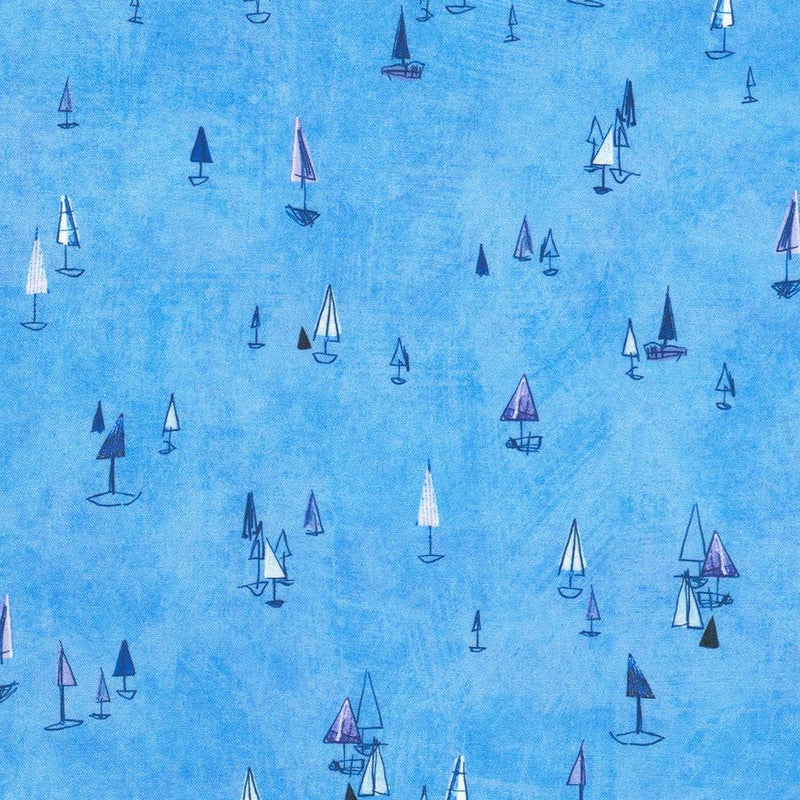 Blue w Small Sailboats