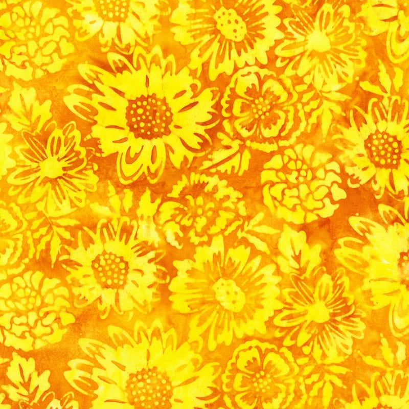 Bright Yellow Flowers on Orange