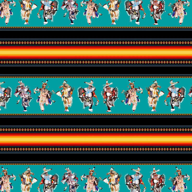 Digital Native Dancers Turquoise Border Print