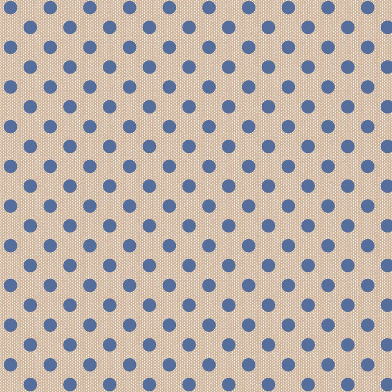 Blue polkadots on Tan Woven