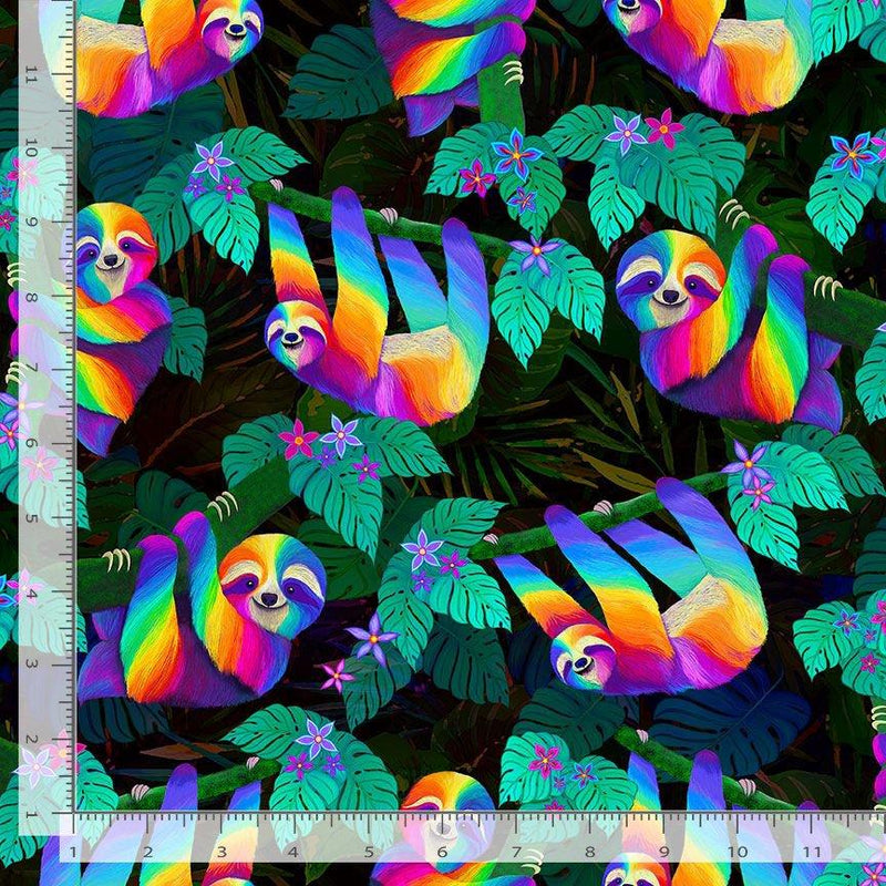 Colorful Sloths on Black