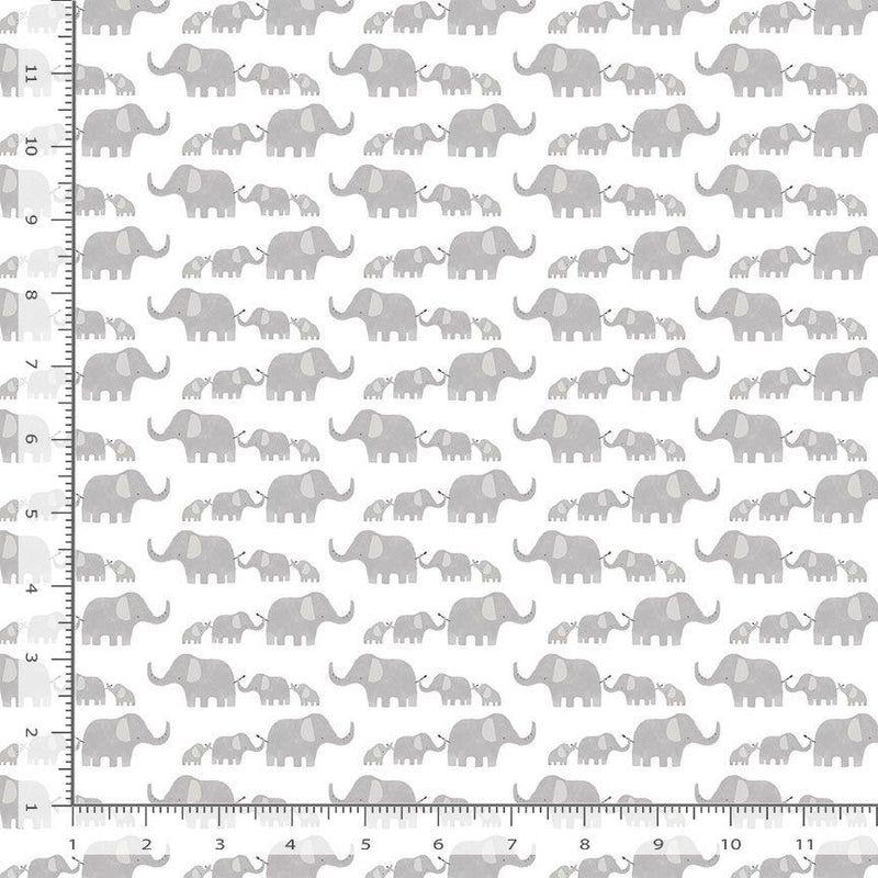 Gray Elephant Family on White