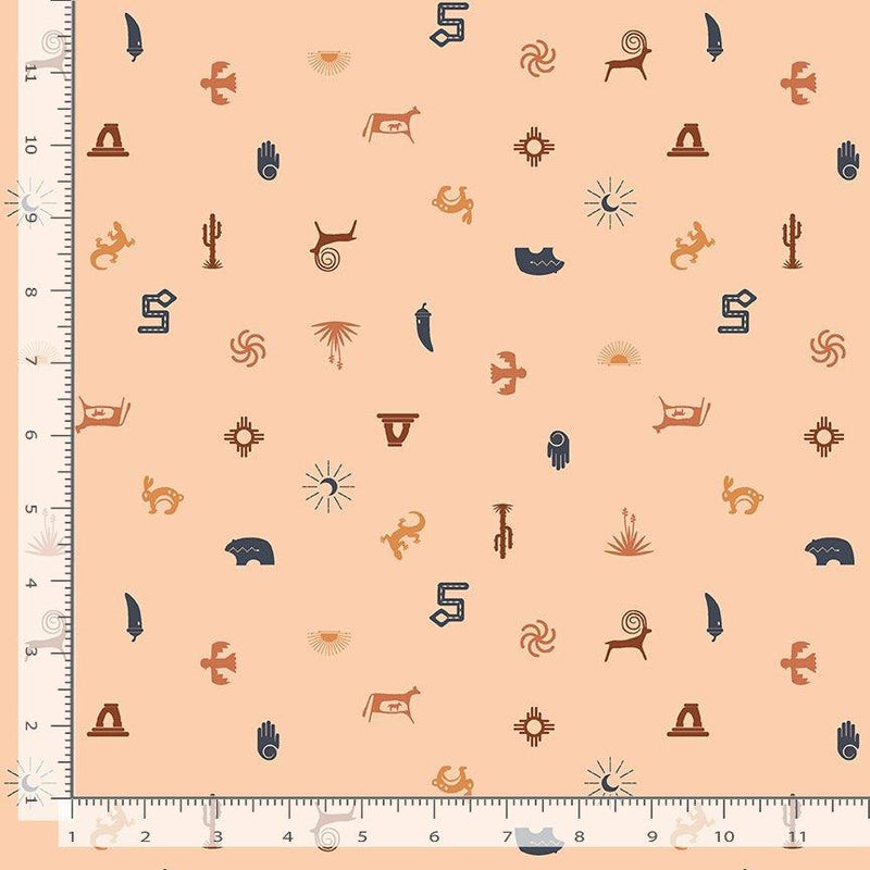 Peach w Southwest Motifs in Browns and Blues