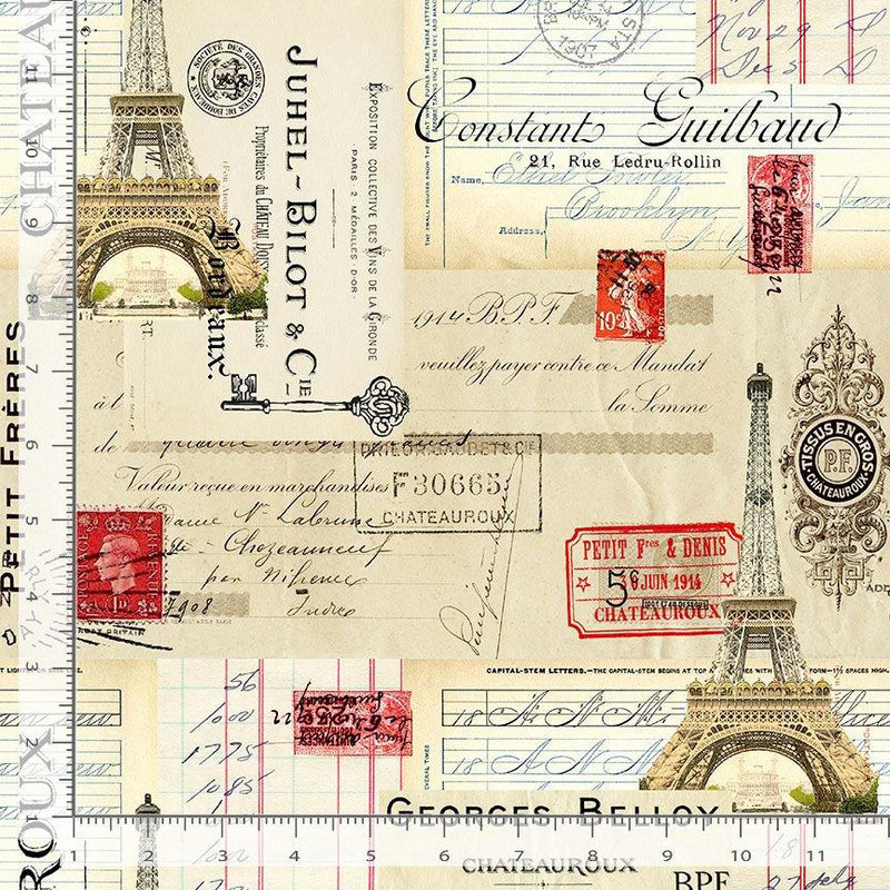 Paris Postcard & Stamps Beige