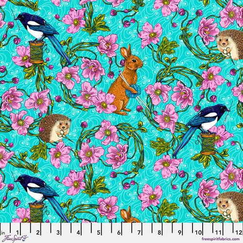 Teal w Birds, Rabbits & Hedgeh