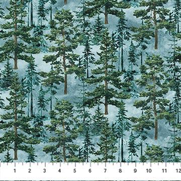 Pine Trees on Medium Blue