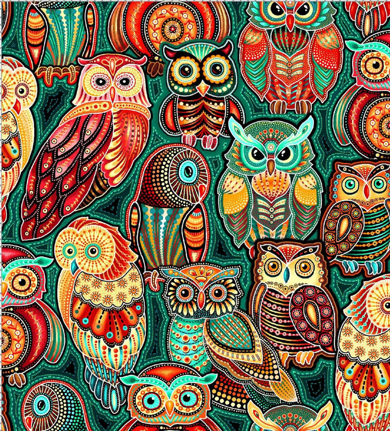 Stacked Owls Teal