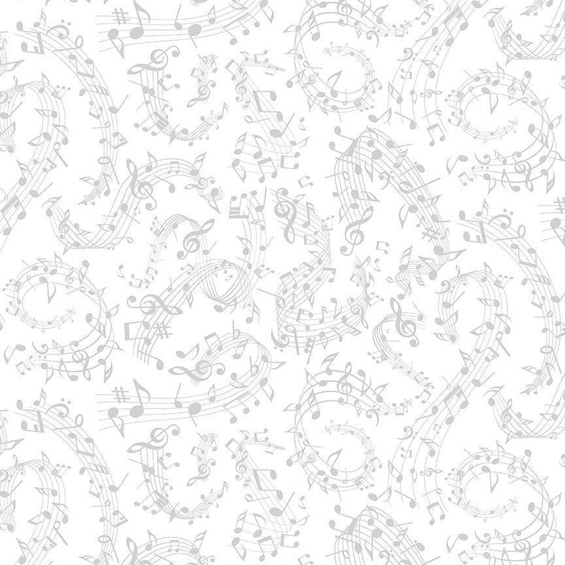 White on White Swirl Music Notes Texture