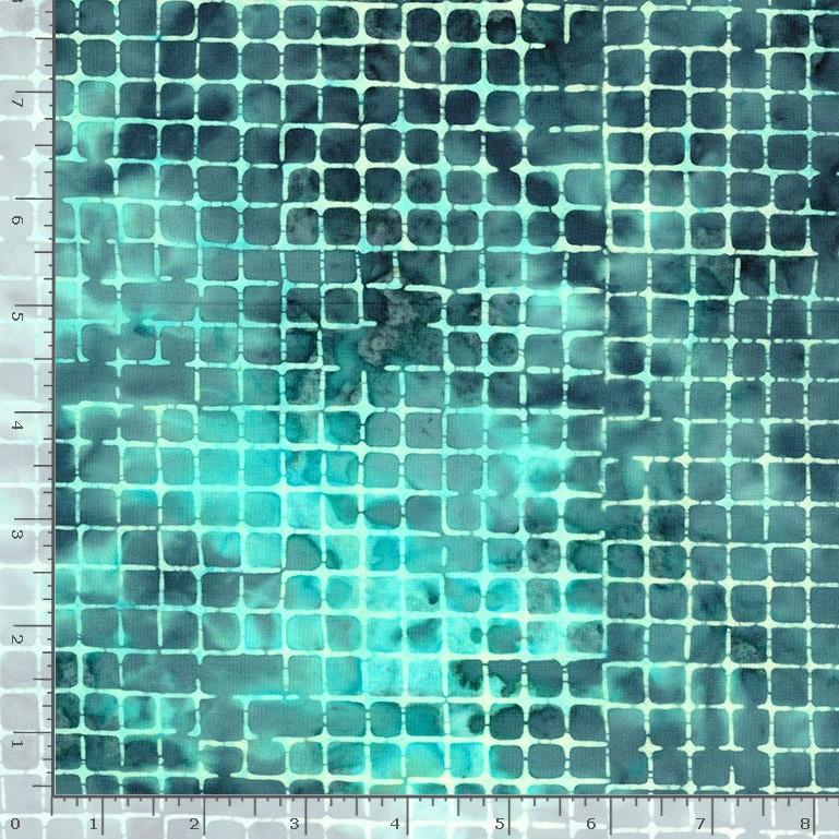 Batik Grid Squares on Dk Teal